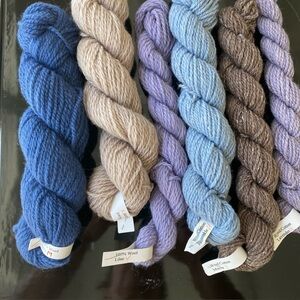 6 NWT Hand Dyed Hanks Natural Fiber Yarn, from Shelridge Farm